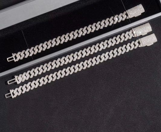 Mens 10MM VVS Moissanite Cuban Bracelet Silver