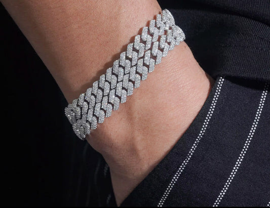 Mens 8MM VVS Moissanite Cuban Bracelet Silver